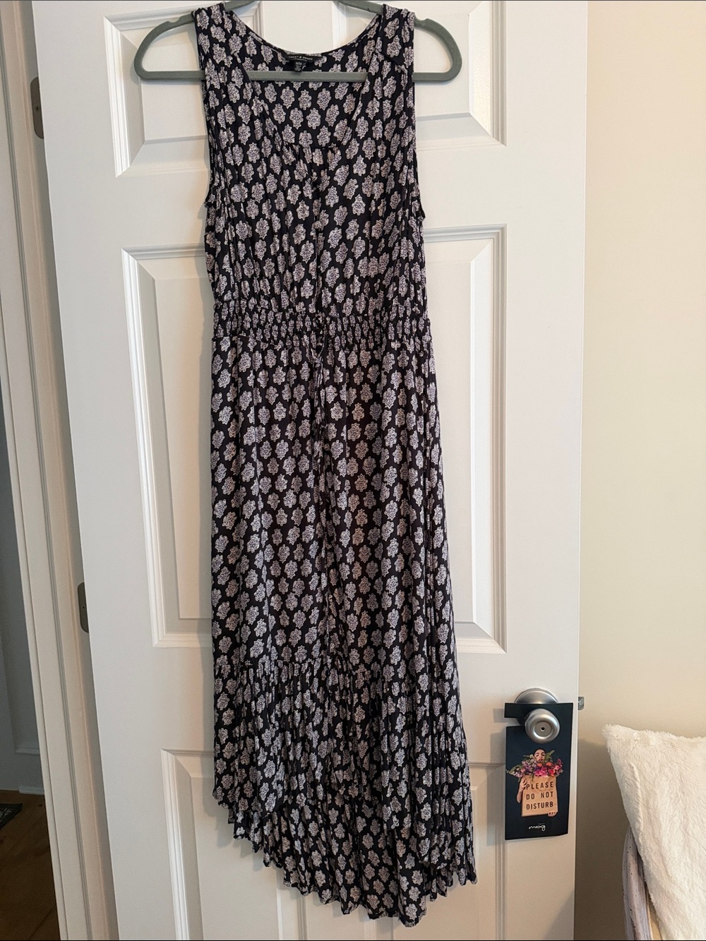 Lucky Brand Black and White Floral Asymmetrical High-Low Skirt
